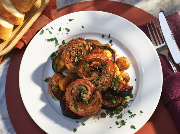 Confit Lamb with Roasted Eggplant and Baby Potatoes