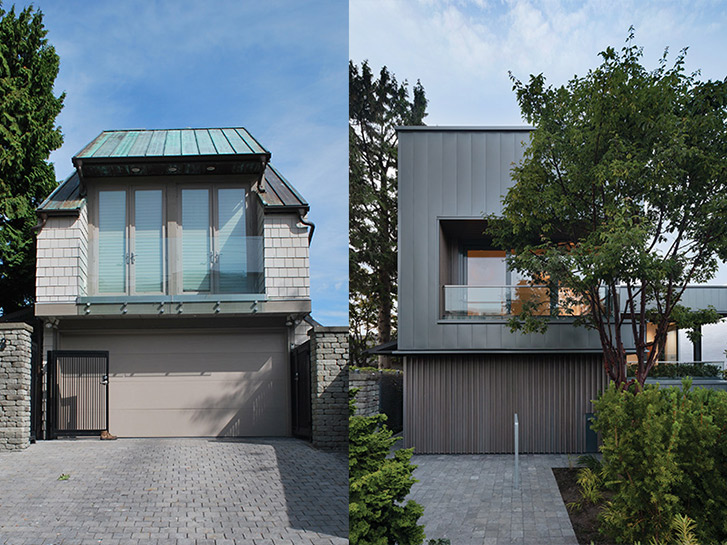 exterior of garage before and after